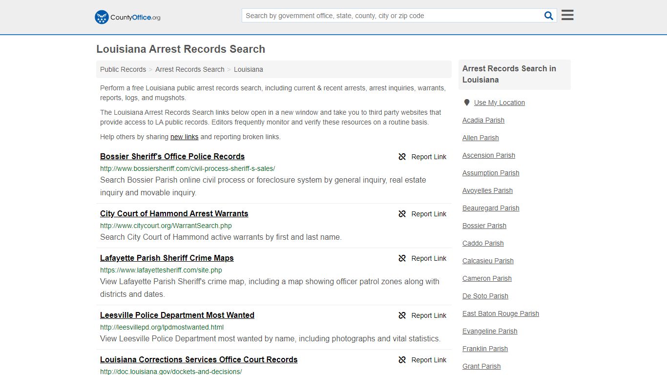 Arrest Records Search - Louisiana (Arrests & Mugshots) - County Office